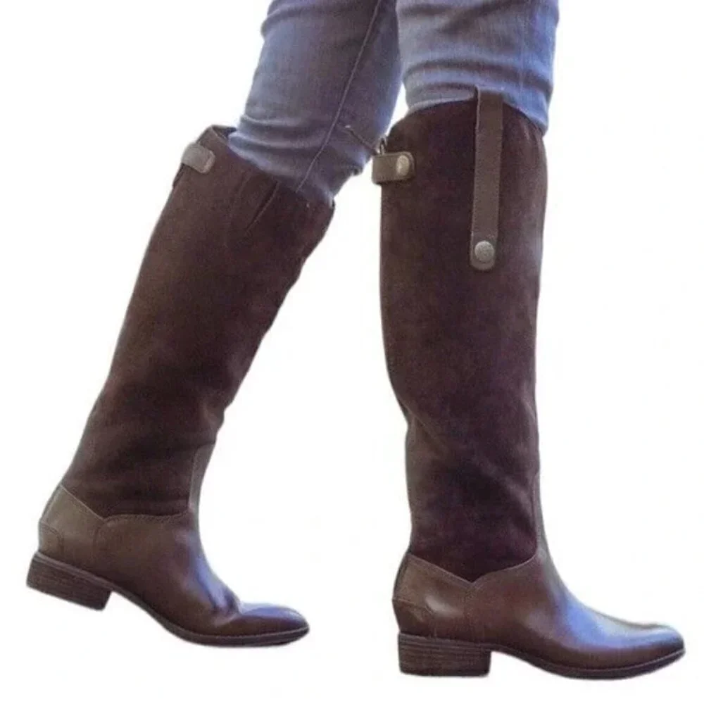 Sam Edelman Pembroke Brown Leather Suede Riding Boots Women's Size 8M 39 EUR